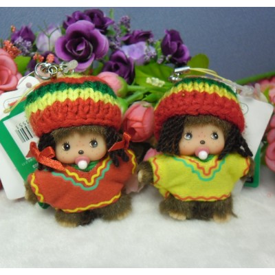 293550+60 Monchhichi Baby Bebichhichi Plush Strap Mascot Jamaica Boy & Girl ~ PAIR
